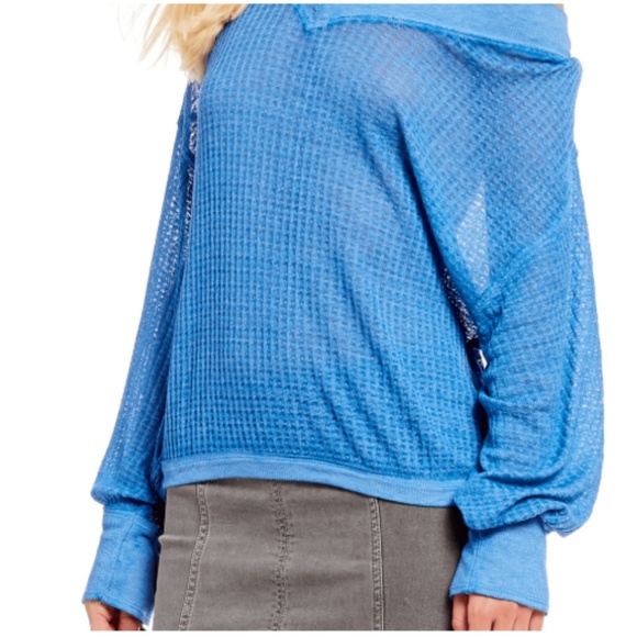 Free People South Side Thermal Blue Top. Size: M,L - Picture 3 of 8